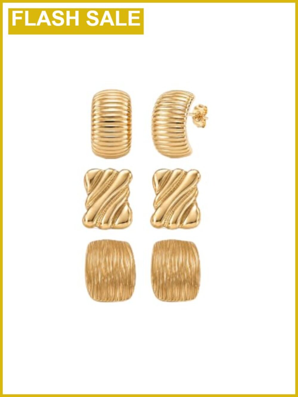 18K Gold Plated Stud Earrings Set for Women Waterproof Hypoallergenic